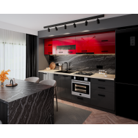Bucatarie Daria MDF V1, 260x60x200cm, Rosu+Antracit