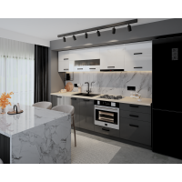 Bucatarie Daria MDF V1, 260x60x200cm, Alb+Antracit