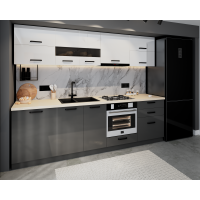 Bucatarie Daria MDF V1, 260x60x200cm, Alb+Antracit