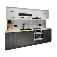 Bucatarie Daria MDF V1, 260x60x200cm, Alb+Antracit
