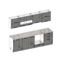 Bucatarie Daria MDF V1, 260x60x200cm, Alb+Antracit