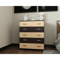 Comoda Alin 5 sertare, 80x45x102cm, wenge+mesteacan