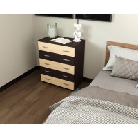 Comoda Alin 5 sertare, 80x45x102cm, wenge+mesteacan