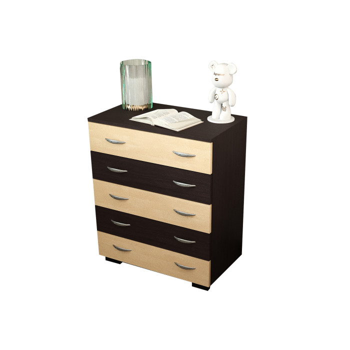 Comoda Alin 5 sertare, 80x45x102cm, wenge+mesteacan