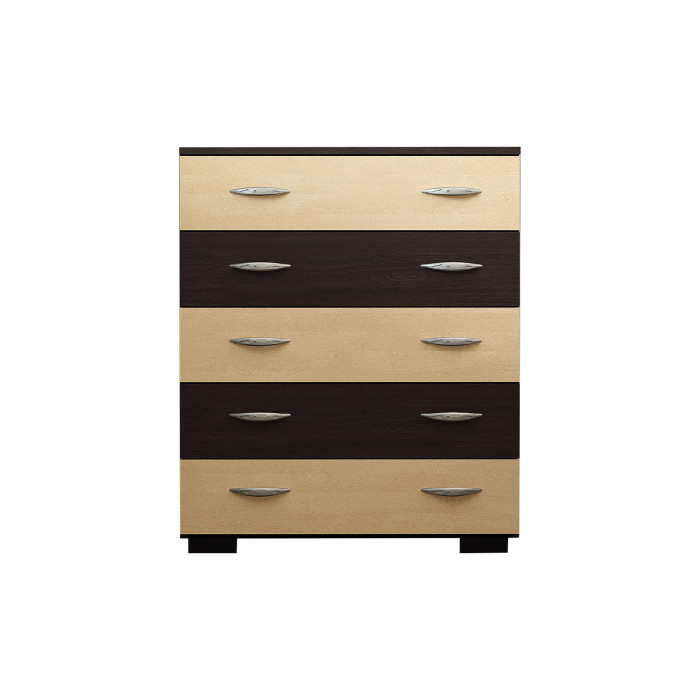 Comoda Alin 5 sertare, 80x45x102cm, wenge+mesteacan