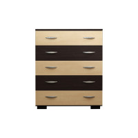 Comoda Alin 5 sertare, 80x45x102cm, wenge+mesteacan