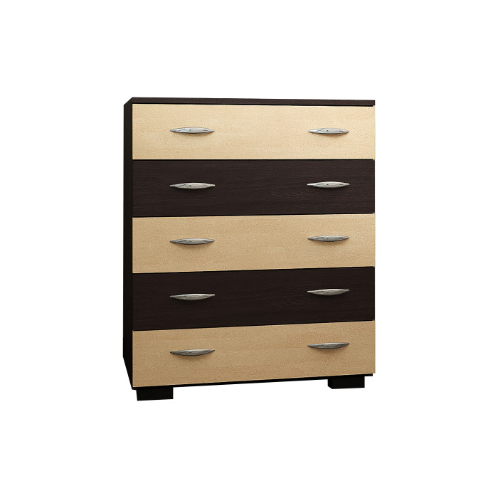 Comoda Alin 5 sertare, 80x45x102cm, wenge+mesteacan