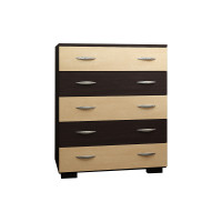 Comoda Alin 5 sertare, 80x45x102cm, wenge+mesteacan