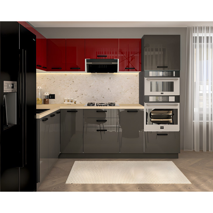 Bucatarie Daria colt V1, Rosu+Antracit
