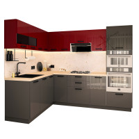 Bucatarie Daria colt V1, Rosu+Antracit