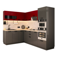 Bucatarie Daria colt V1, Rosu+Antracit