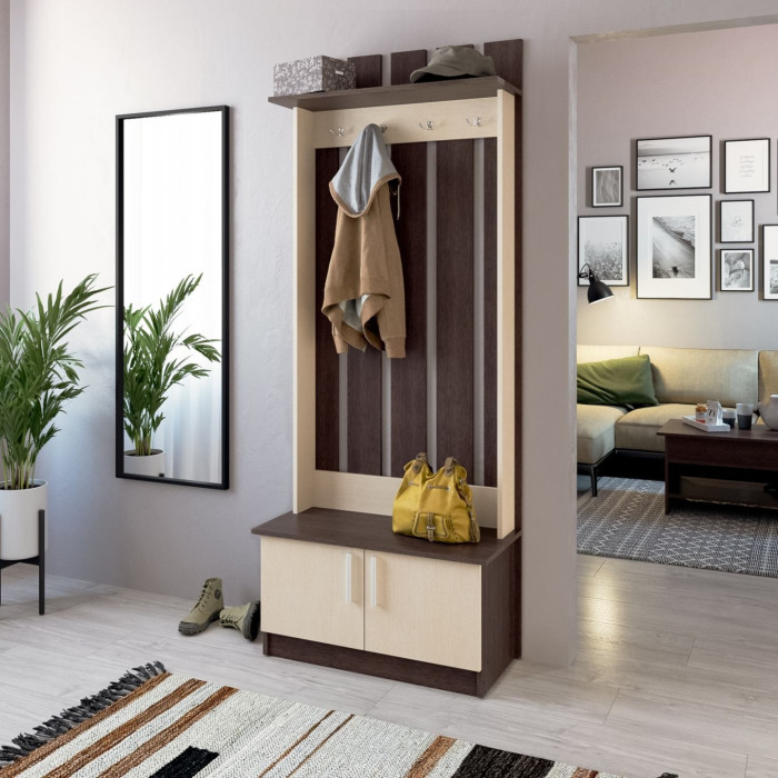 Cuier Yana, 80x37x200cm, Wenge+Mesteacan