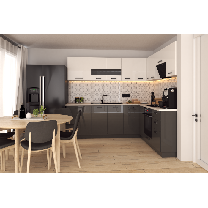 Bucatarie Daria colt V2, Alb+Antracit