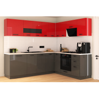 Bucatarie Daria colt V2, Rosu+Antracit