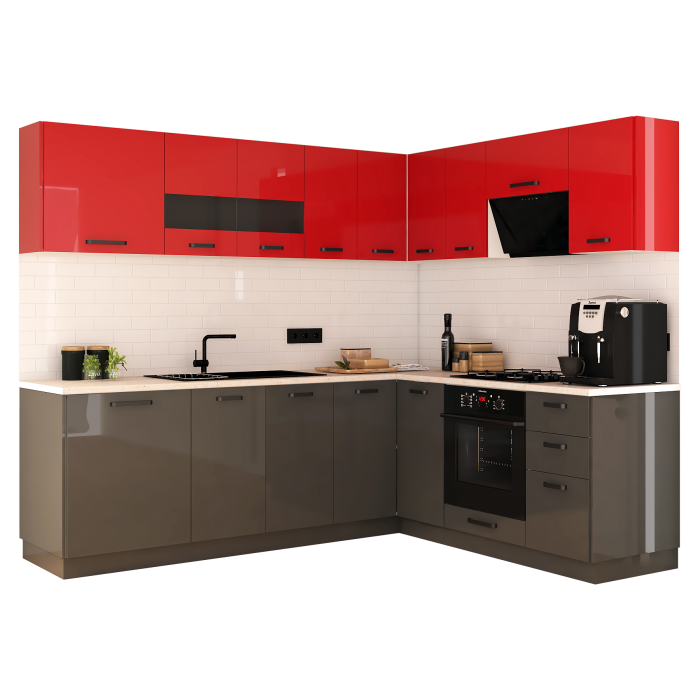 Bucatarie Daria colt V2, Rosu+Antracit