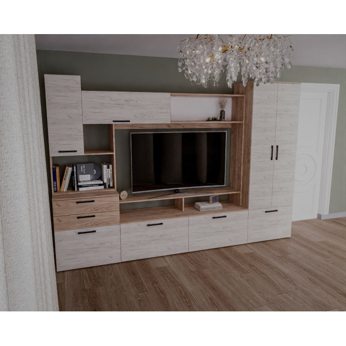 Living Dusea, 250x45x199 cm, Stejar Aur K003+K001