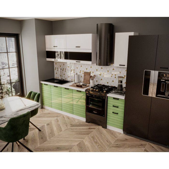 Bucatarie  TEHNO-3 MDF 2.0m, verde lucios