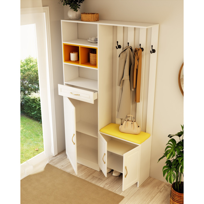 Cuier ELITE, 120x30x200cm, alb/galben