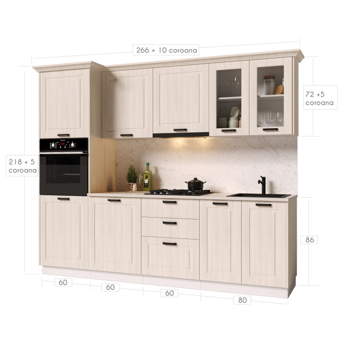 Bucatarie ATHENA 2.66 MDF, 266x223x60cm