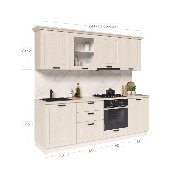 Bucatarie ATHENA 2.44 MDF, 244x223x60cm