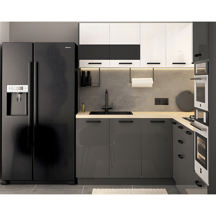 Bucatarie Daria colt V1, Alb+ Antracit