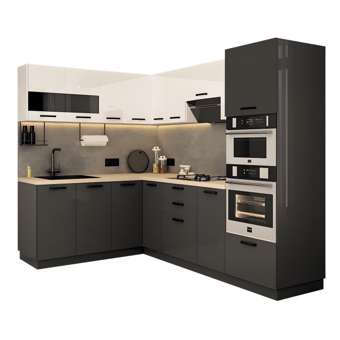 Bucatarie Daria colt V1, Alb+ Antracit