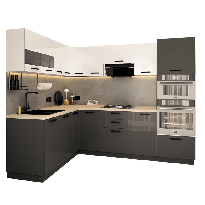 Bucatarie Daria colt V1, Alb+ Antracit