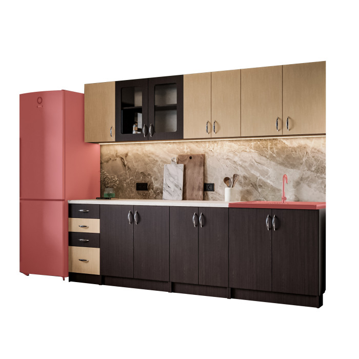Bucatarie Venus ro 2.6M, 260x60x200cm