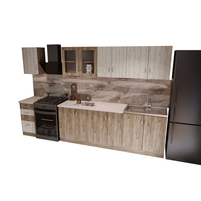 Bucatarie Venus ro 2.6M, 260x60x200cm