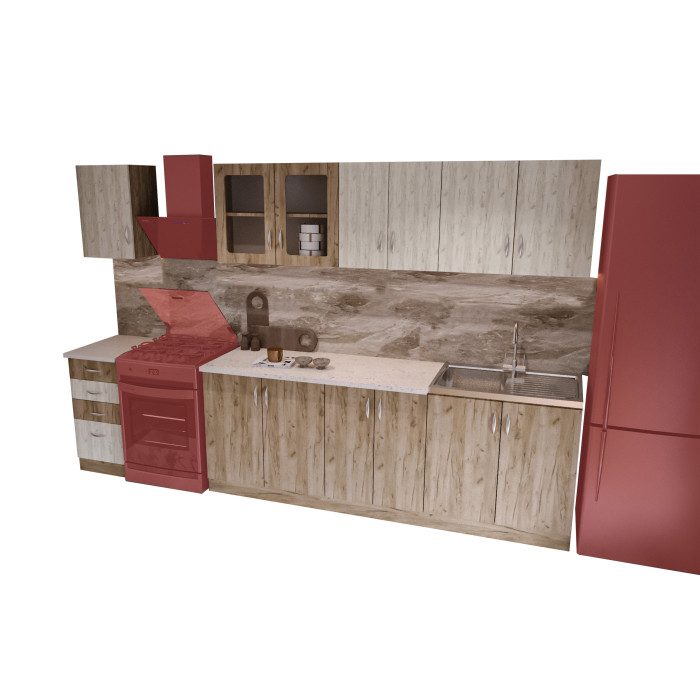 Bucatarie Venus ro 2.6M, 260x60x200cm