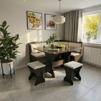 Set coltar bucatarie Rodos, cu masa extensibila si 2 tabureti