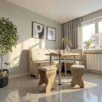 Set coltar bucatarie Tunis ,cu masa si 2 tabureti