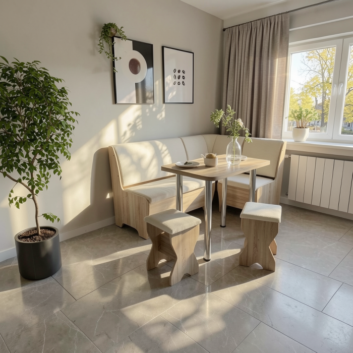 Set coltar bucatarie Tunis ,cu masa si 2 tabureti