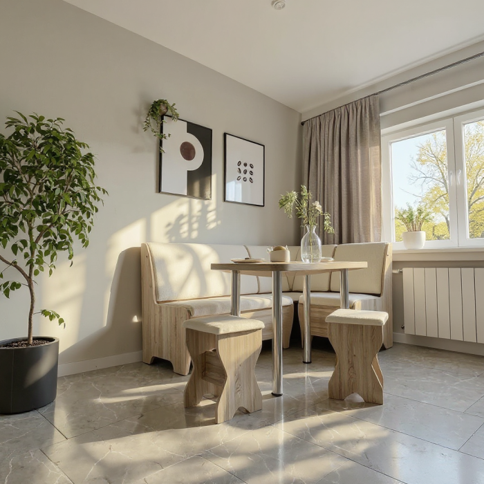 Set coltar bucatarie Tunis ,cu masa si 2 tabureti