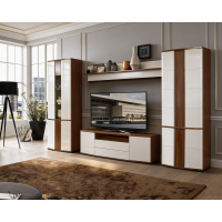 Living Dona 1, 332x45x208cm, Alb + Frasin shimo