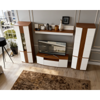 Living Dona 1, 332x45x208cm, Alb + Frasin shimo