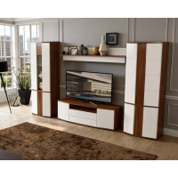 Living Dona 1, 332x45x208cm, Alb + Frasin shimo