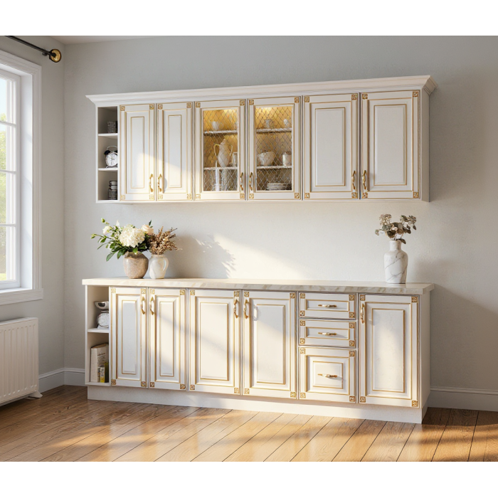 Bucatarie Imperia MS Alb, 240x60 210cm, MDF