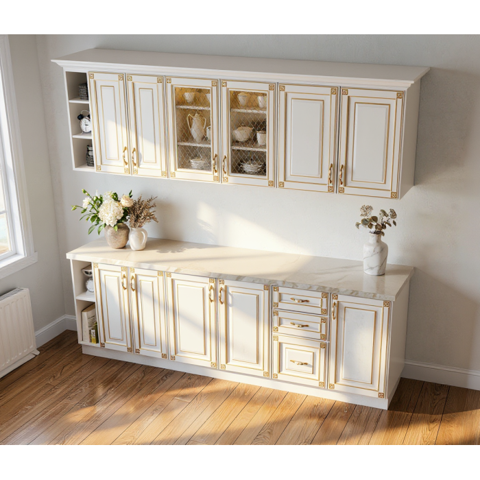Bucatarie Imperia MS Alb, 240x60 210cm, MDF