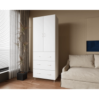 Dulap, 2U-3S, 70x35x180 cm, Alb