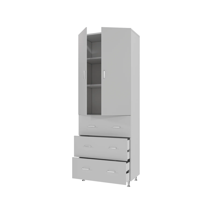 Dulap, 2U-3S, 70x35x180 cm, Alb
