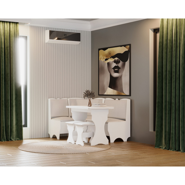 Set coltar bucatarie Rodos, cu masa extensibila si 2 tabureti