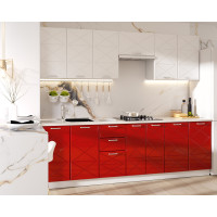 BUCATARIE BOSTON 2.6M MDF ALB/ROSU