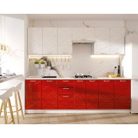 BUCATARIE BOSTON 2.6M MDF ALB/ROSU