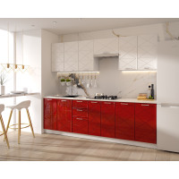 BUCATARIE BOSTON 2.6M MDF ALB/ROSU