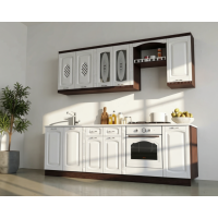 Bucatarie Katiusa 1 MDF 2.6M, Ro, Alb+Wenge