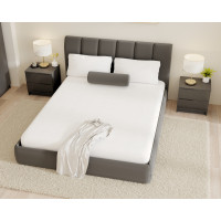 Set Dormitor Prestige cu Pat Tapițat și Dulap 3 Uși Acril Antracit
