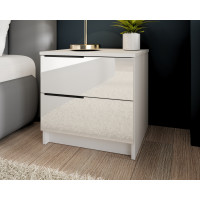 Set Dormitor Prestige cu Pat Tapițat și Dulap 3 Uși Acril Alb
