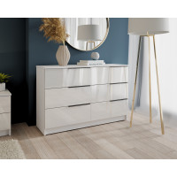 Comoda Prestige 6 Sertare, 120x40x77cm, Acril Alb
