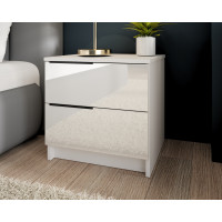 Set Pat Tapitat Cu Doua Noptiere Prestige - Acril Alb